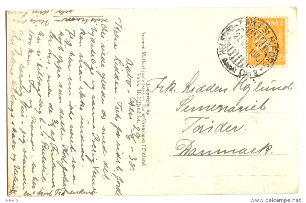 Postmark HELSINKI-TURKU31 H:FORS-ÅBO 1938 On Photo Card Pitkäjärvi - Lettres & Documents