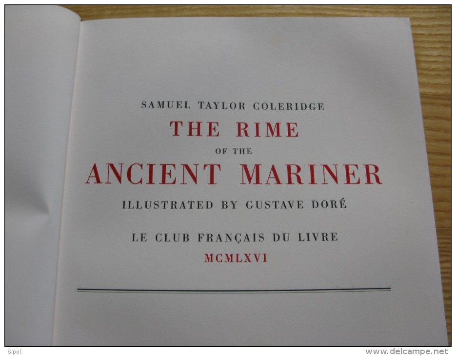 The Rime Of The Ancient Mariner /Le Dit Du Vieux Marin Illustré Par Gusatve Doré Ex 2005/7000 TBE - Lyrik/Theater