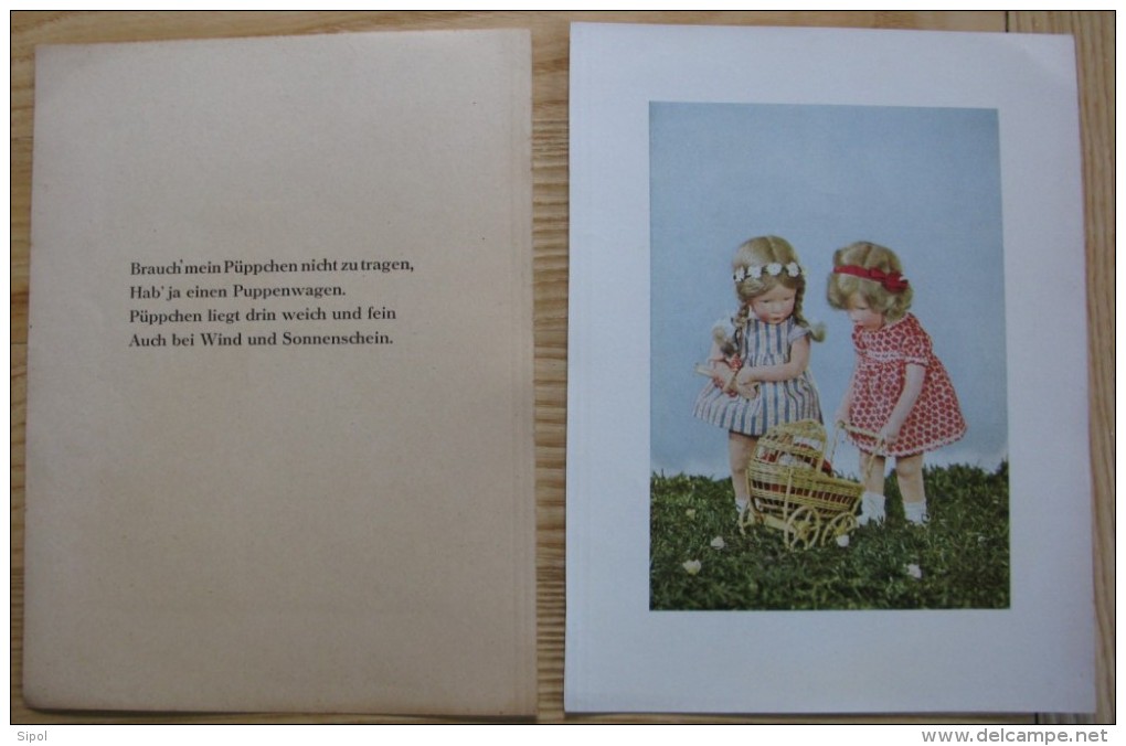 Pages x 12 d un ancien livre d enfant illustré = texte en allemand Années 1940 +6 feuillets individuels