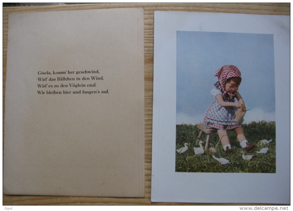 Pages x 12 d un ancien livre d enfant illustré = texte en allemand Années 1940 +6 feuillets individuels