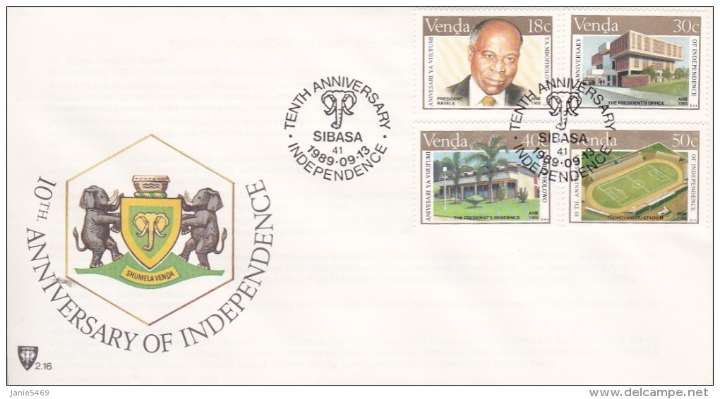 Venda 1989 10th Anniversary Of Independence FDC - Venda