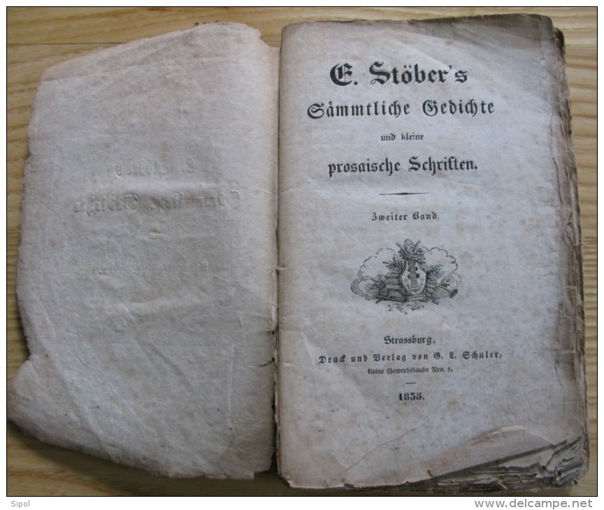 E. Stober´s Sämmtliche Gedichte  Zweiter Band 1835- Stöber Défenseur De La Tradition Alsacienne - Autres & Non Classés