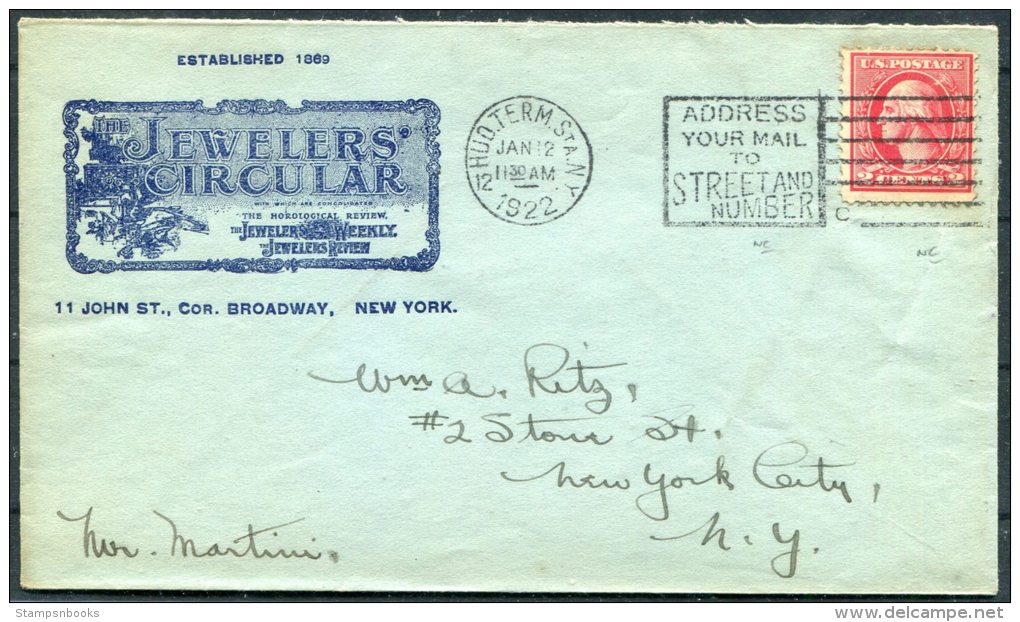 1922 USA Hud. Term. Station NYC Jewellers' Circular Illustrated Advertising Cover - Ritz - Brieven En Documenten