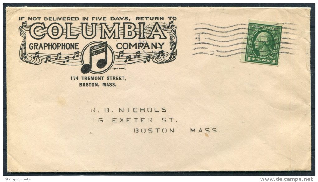 USA Columbia Graphophone Records, Boston Illustrated Music Advertising Cover - Covers & Documents