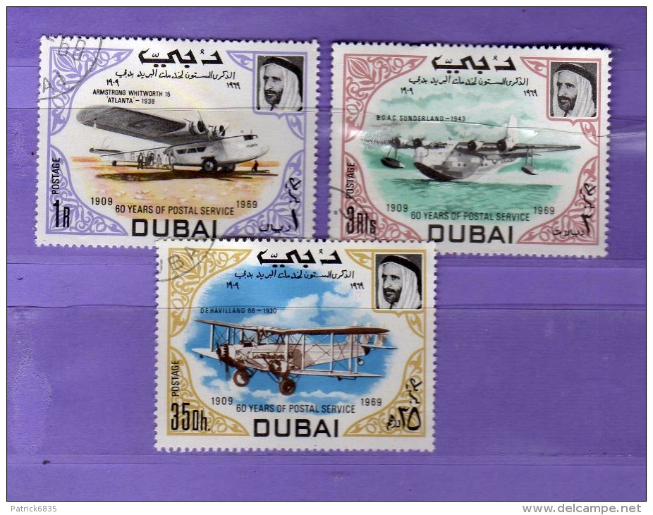 Dubai ° - 1969 - Sevice Postal.  3 Valeur.  Gommé Oblitéré.   Vedi Descrizione - Dubai