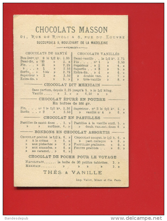 CHOCOLAT MASSIN BELLE CHROMO OR  VALLET MINOT THEATRE MARIONNETTES  BALANCOIRE HARPE MUSICIEN HARPISTE - Other & Unclassified