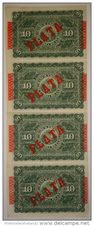 1896-BK-126 CUBA ESPAÑA SPAIN. 10$ 1896. UNC. BANCO ESPAÑOL DE LA ISLA. TIRA DE 4 CONSECUTIVA. - Cuba