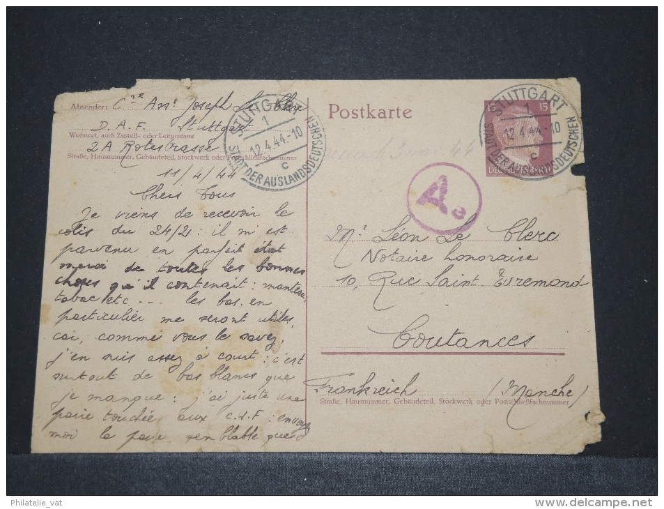 ALLEMAGNE - Carte Entier AH D'un Soldat Français En ALL - Avril 1944 - Coin Gauche Fatigué - A Voir - P16737 - Guerre De 1939-45