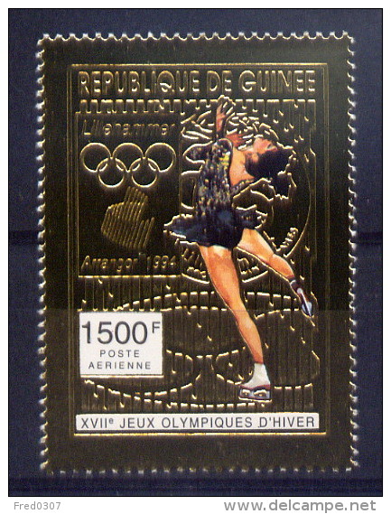 Guinée Timbre Or Gold JO H94 ** - Hiver 1994: Lillehammer