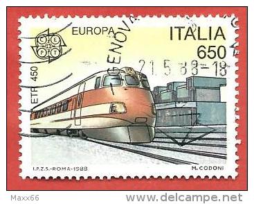 ITALIA REPUBBLICA USATO - 1988 - Europa - 33ª Emissione - Elettrotreno ETR450 - £ 650 - S. 1828 - 1981-90: Usati