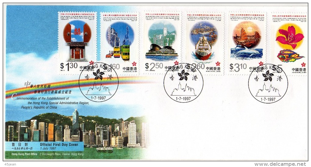 Hong Kong 1997 2 Fdc établissement De L'administration Chinoise Série Et Bloc - FDC