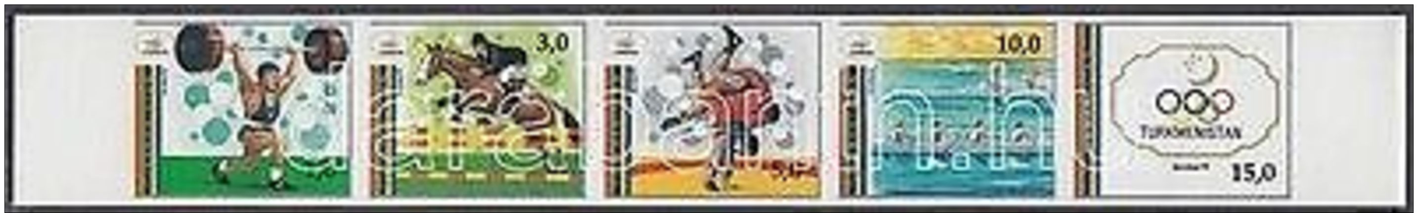 Turkmenistan Stamp Summer Olympics Imperforated Stripes Of 5 MNH 1992 WS130023 - Turkmenistan