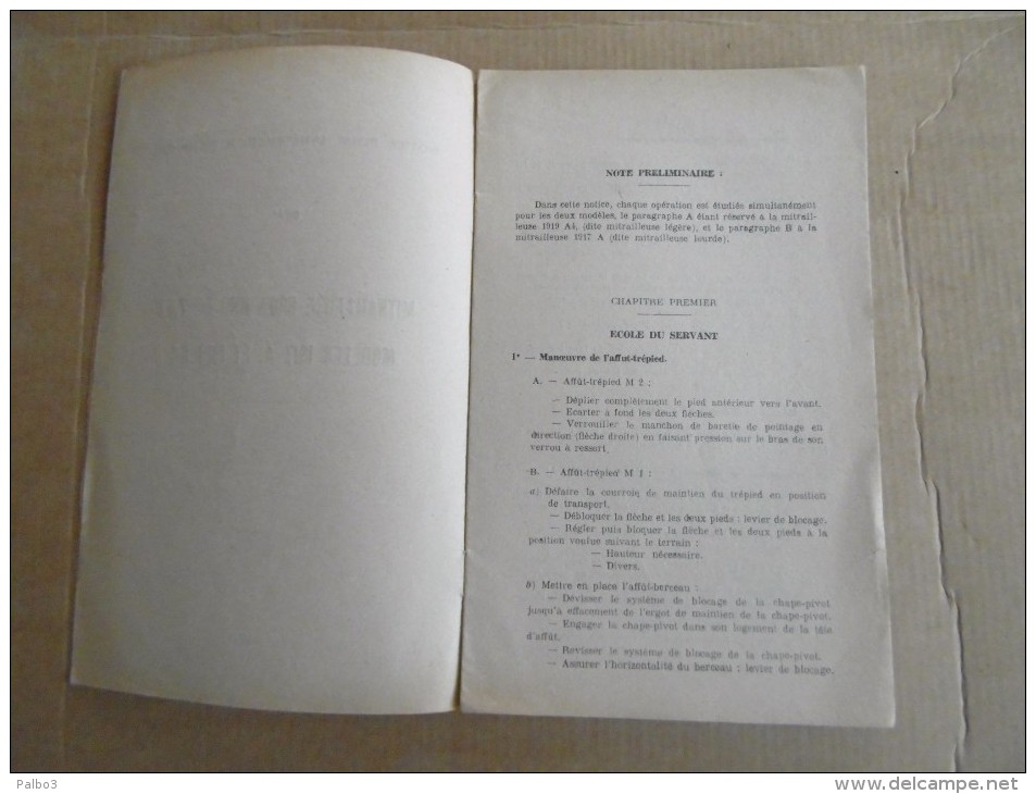 Notice Provisoire Manuel Mitrailleuse BROWNING De 7,62 Modeles 1917 Et 1919 A4 Daté 1948 - Armas De Colección