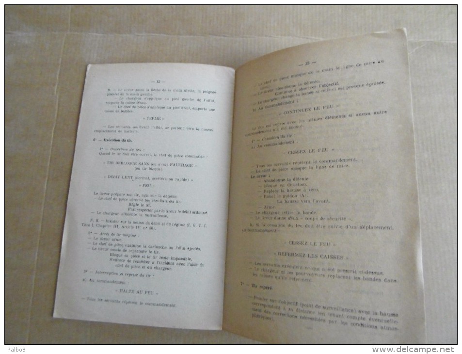 notice provisoire manuel Mitrailleuse BROWNING de 7,62 Modeles 1917 et 1919 A4 daté 1948