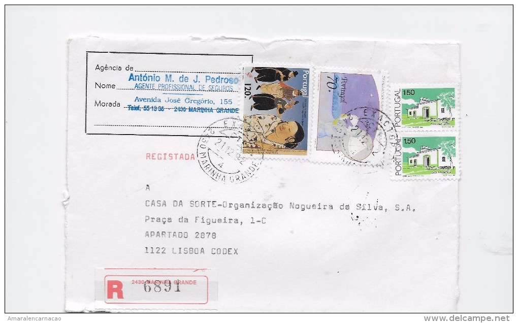 STAMPS- TIMBRES- LETTRE RECOMMANDÉ- PORTUGAL -ARRIVÉE DU PORTUGAIS AU JAPON - INTRUMENT  NÁUTIQUE (QUADRANTE) - Lettres & Documents