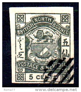 W181 - BORNEO DEL NORD 1889 , Yvert N. 39  Usato NON DENTELLATO - North Borneo (...-1963)
