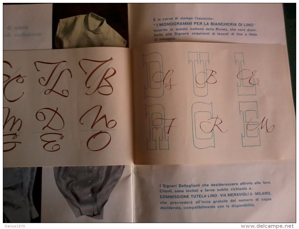 Rivista  quadrimestrale della commissione del Lino - 1961 -con inserto Monogrammi - moda.