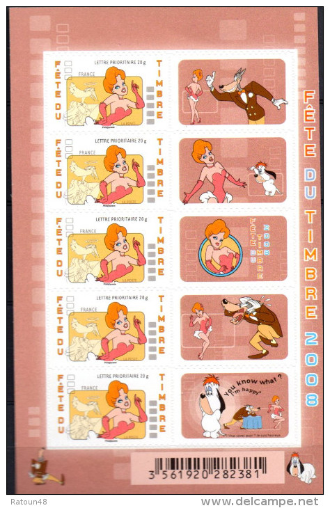 N° F161A- Neuf** - Fête Du Timbre 2008 - Personnages Tex Avery   -Adhésif - France - Unused Stamps