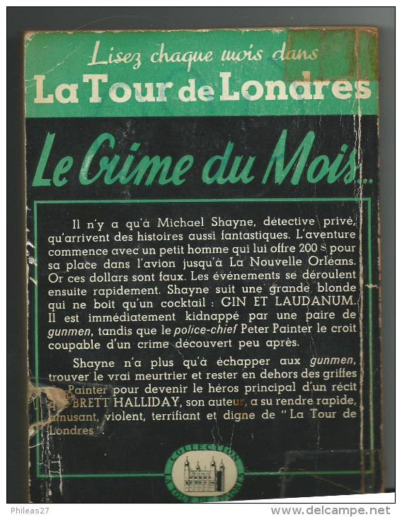 Gin Et Laudanum  -  Brett Halliday  -  1949 - Livre Plastic - La Tour De Londres