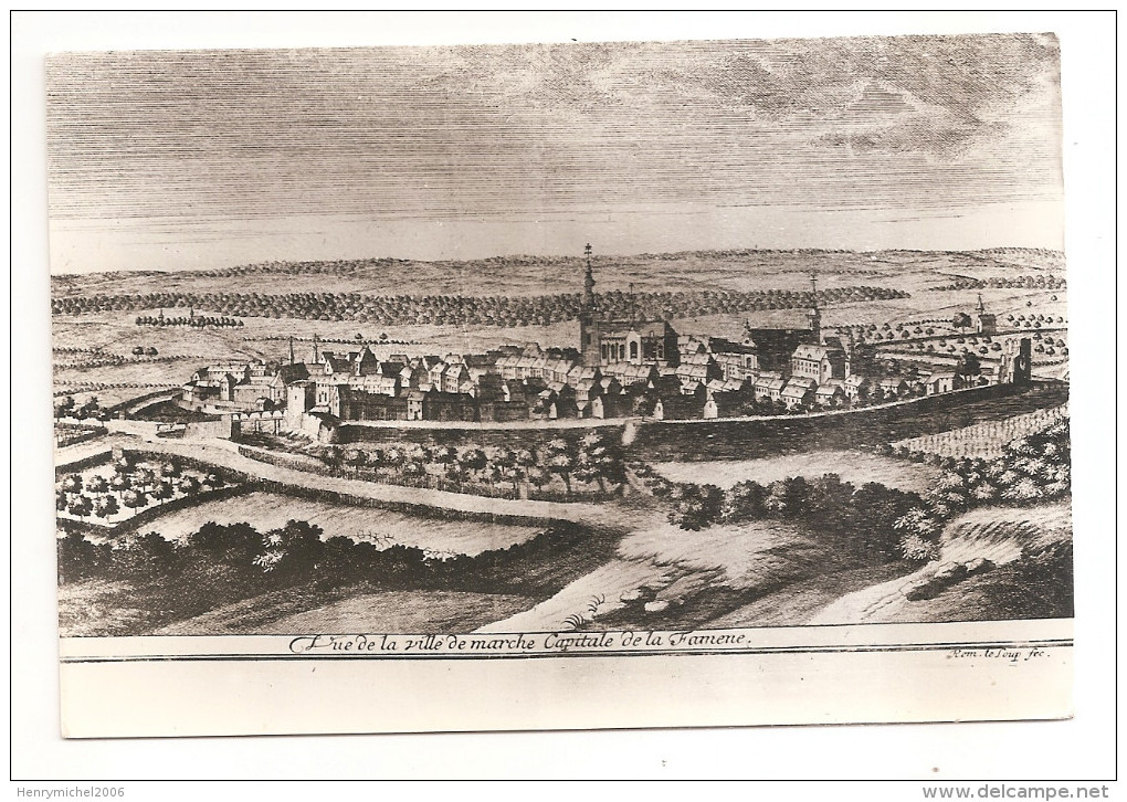 Belgique - Luxembourg - Marche En Famenne Panorama Gravure 1743 - Marche-en-Famenne