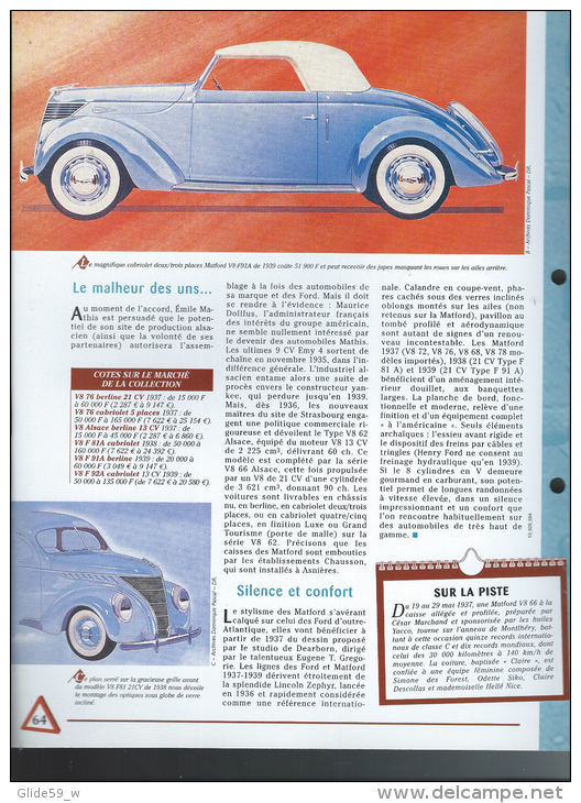 Fiche Matford (1935) - Un Siècle D'Automobiles (Edit. Hachette) - Voitures