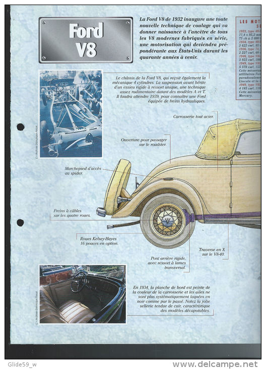 Fiche Ford V8 (1932) - Un Siècle D'Automobiles (Edit. Hachette) - Voitures