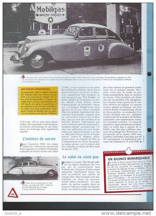 Fiche Pierce Arrow Silver Arrow (1933) - Un Siècle D'Automobiles (Edit. Hachette) - Automobili