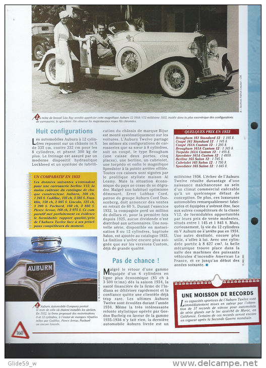 Fiche Auburn Twelve (1932) - Un Siècle D'Automobiles (Edit. Hachette) - Automobili