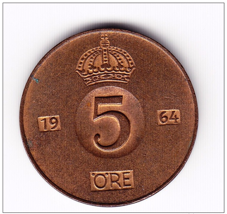 1964 Sweden 5 Ore Coin - Sweden