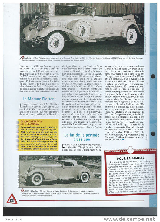 Fiche Chrysler Impérial (1932) - Un Siècle D'Automobiles (Edit. Hachette) - Automobili