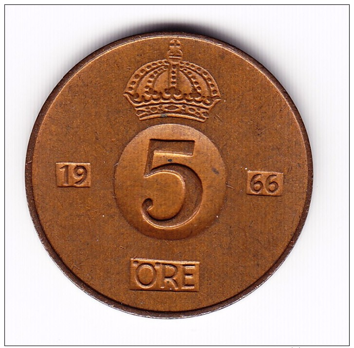 1966 Sweden 5 Ore Coin - Sweden