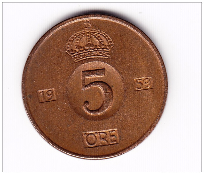 1959 Sweden 5 Ore Coin - Sweden
