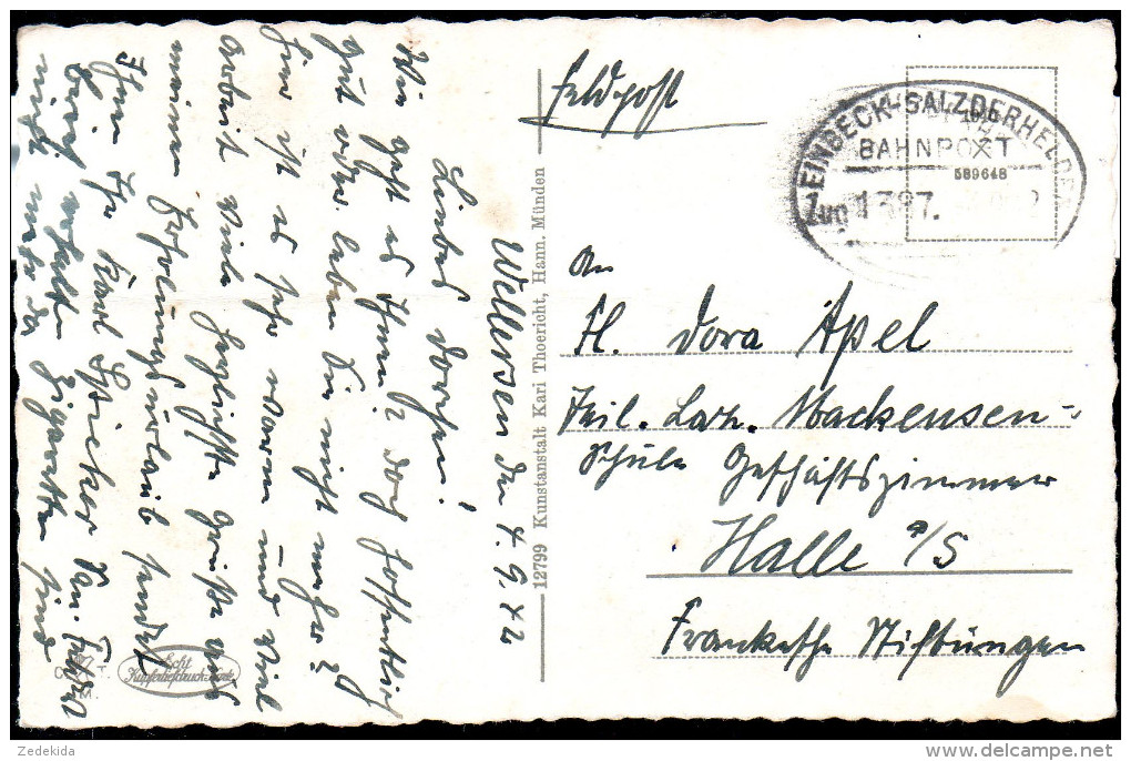 1378 - Ohne Porto - Alte Ansichtskarte Mühlenberg Einbeck Salzderhelden Gel 1942 Bahnpost Bahnstempel - Einbeck