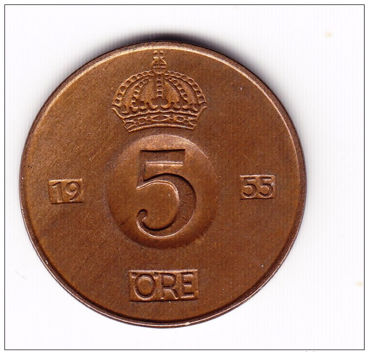 1955 Sweden 5 Ore Coin - Zweden