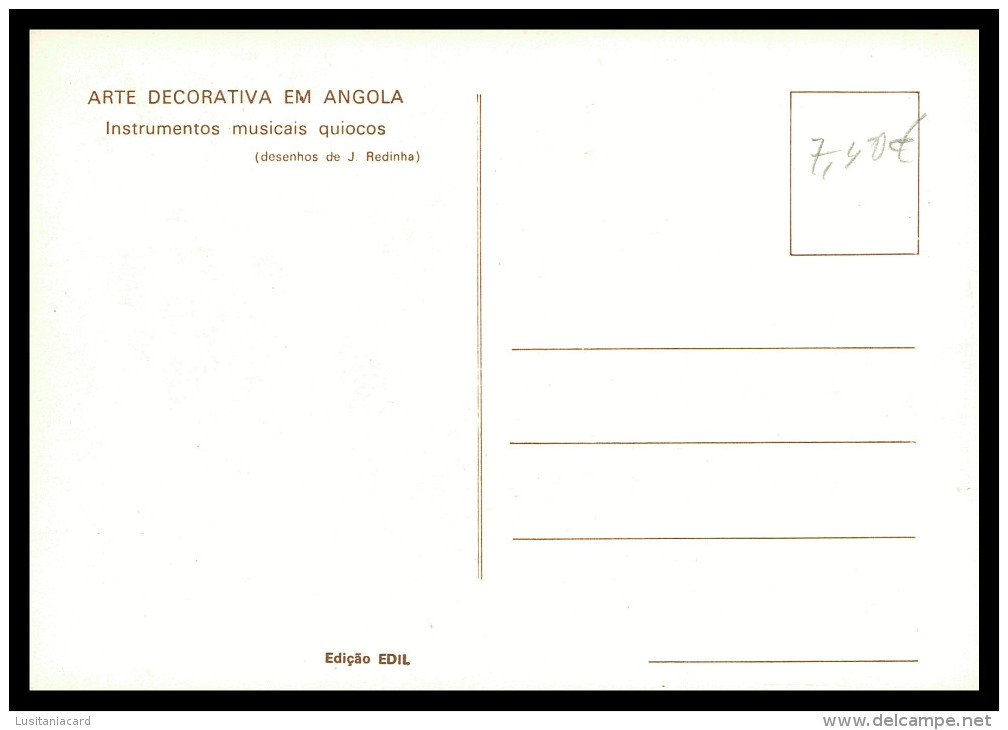 ANGOLA - COSTUMES - Instrumentos Musicais  Quiocos  (Ed. EDIL) Carte Postale - Angola