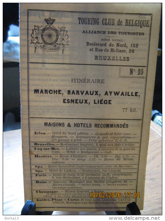 ITINERAIRE TCB N°25 MARCHE, BARVAUX, AYWAILLE, ESNEUX, LIEGE - Autres & Non Classés