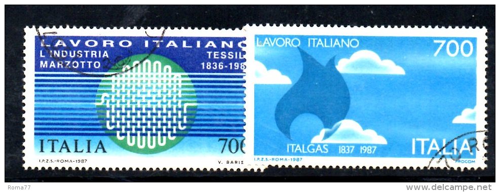 W1455 - Italia 1987 - Serie Lavoro Italiano N. 1792/1793 - 1981-90: Usati