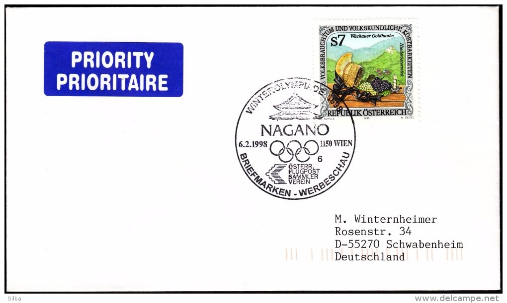 Austria Vienna 1998 / Olympic Games Nagano / Philatelic Exhibition / Cancel No. 6 - Winter 1998: Nagano