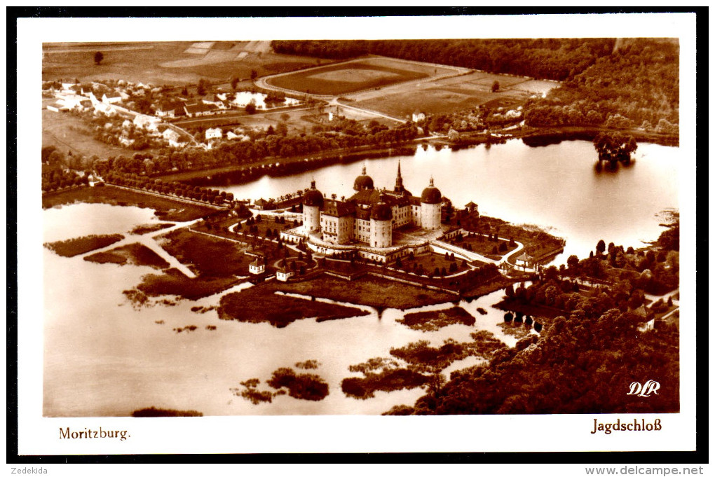 1392 - Ohne Porto - Alte Foto Ansichtskarte Moritzburg Jagdschloß Fliegeraufnahme DLR - N Gel Albert Rehefeld TOP - Moritzburg