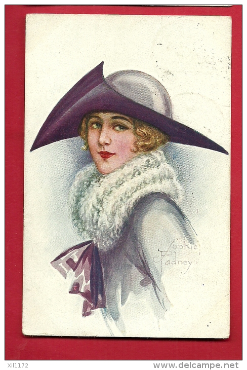 PBE-19 Illustratore Illustrateur Sophie Padney ? Jeune Femme Chapeau Mode Donna Verificato Per Censura Militare 1919 - Altri & Non Classificati