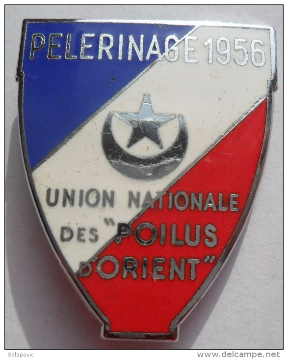 PELERINAGE 1956 UNION NATIONALE DES POILUS D'ORIENT PIN BADGE P2 - Altri & Non Classificati