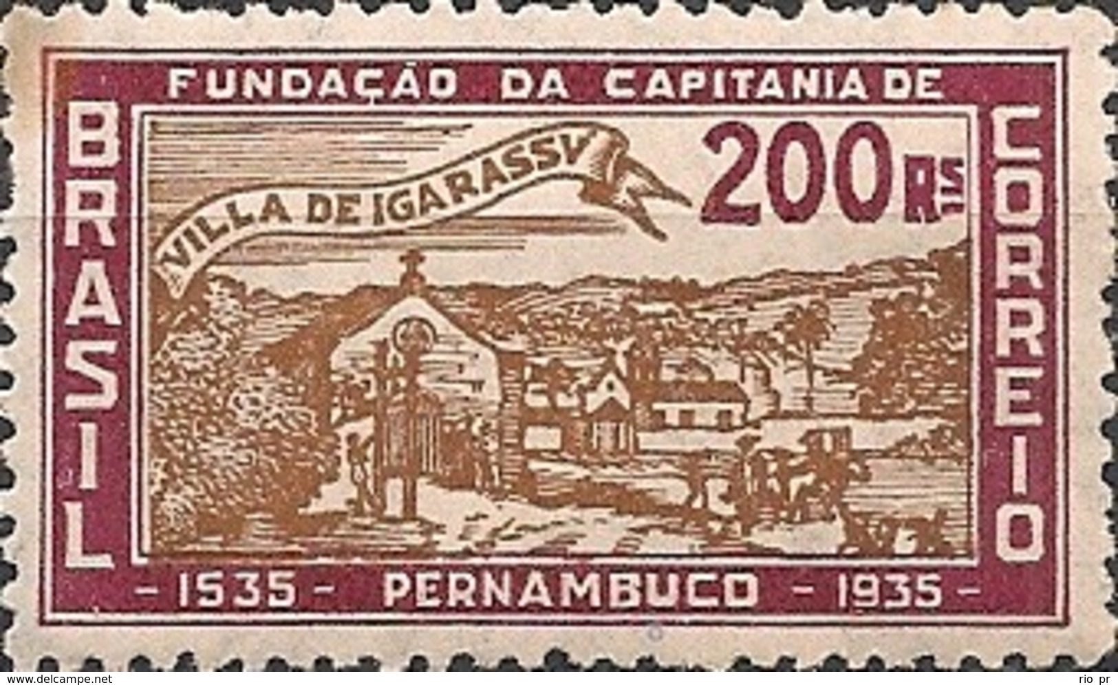 BRAZIL - CAPTAINCY OF PERNAMBUCO FOUNDING, 400th ANNIVERSARY (200 RÉIS) 1935 - MH - Ongebruikt