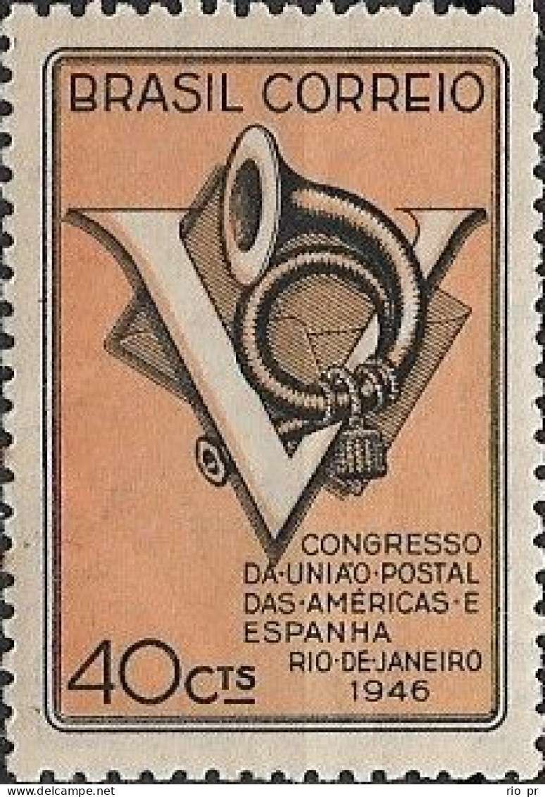 BRAZIL - 5th POSTAL UNION CONGRESS OF THE AMERICAS AND SPAIN, EMBLEM (40 Cts) 1946 - MNH - Nuevos