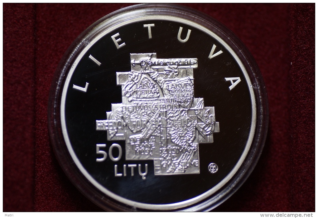 Lithuania 50 Litu 2013 Lithuanian S&#261;j&#363;dis (from The Series “Lithuania’s Road To Independence”)  Ag Proof + COA - Lituanie