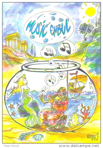 Carte Postale édition "Carte à Pub" - Music´enbul 2005 (scaphandrier) Angoulême (illustration Vincent Sauvion) - Pubblicitari