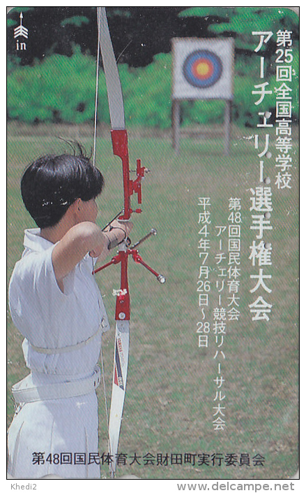 Télécarte JAPON / 110-016 - SPORT - TIR A L'ARC - ARCHERY JAPAN Phonecard - BOGENSCHIESSEN Telefonkarte  - 227 - Sport