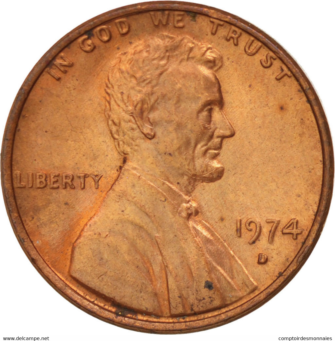 Monnaie, États-Unis, Lincoln Cent, Cent, 1974, U.S. Mint, Denver, SUP+, Laiton - 1959-…: Lincoln, Memorial Reverse