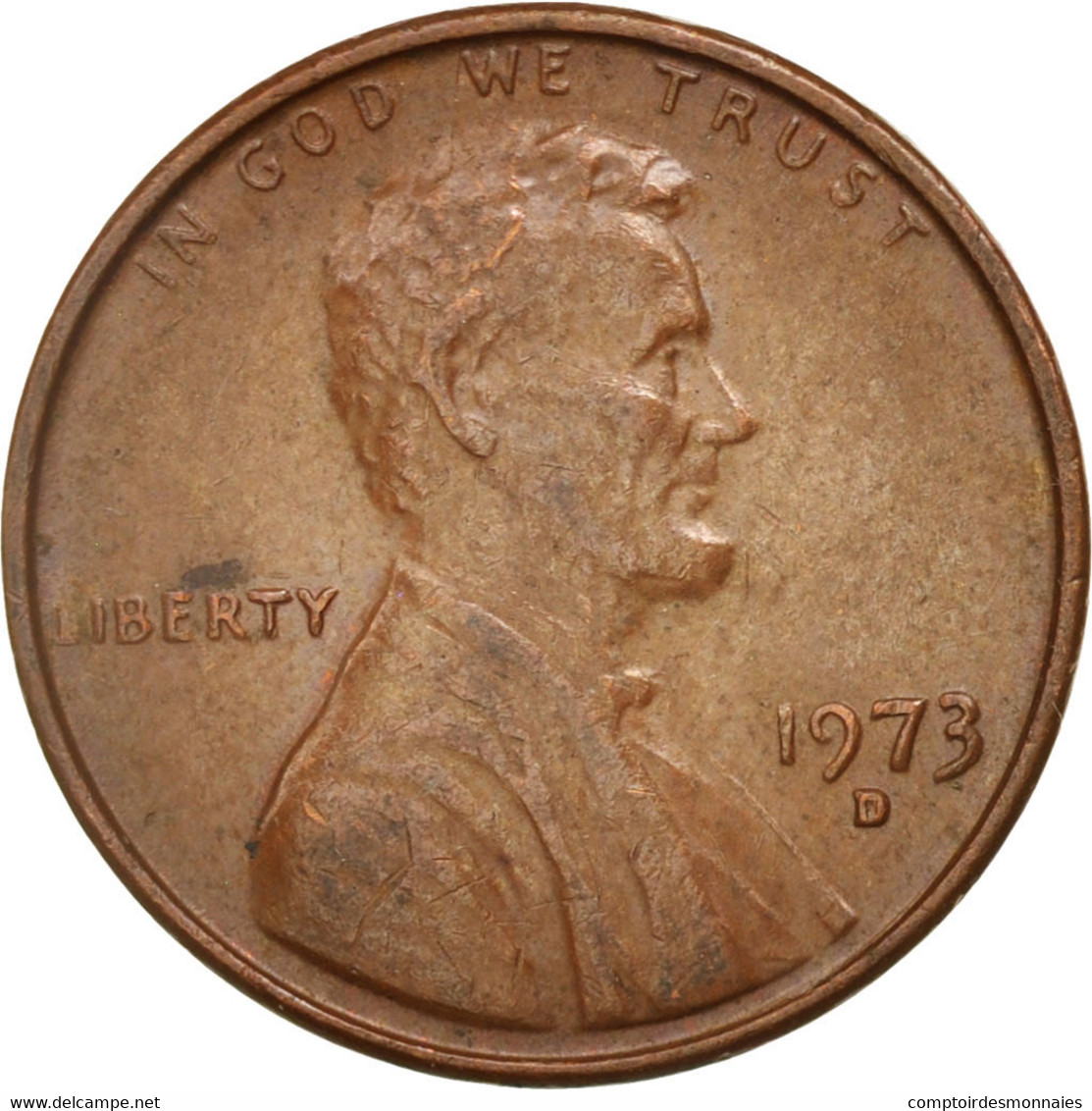 Monnaie, États-Unis, Lincoln Cent, Cent, 1973, U.S. Mint, Denver, TTB+, Laiton - 1959-…: Lincoln, Memorial Reverse