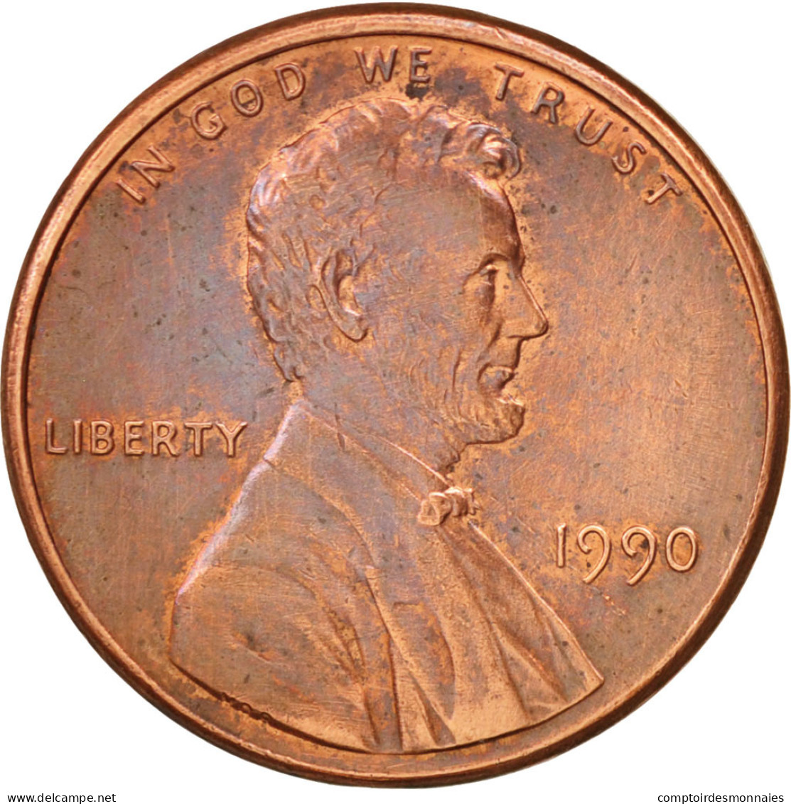 États-Unis, Lincoln Cent, 1990, Philadelphia, SUP, KM:201b - 1959-…: Lincoln, Memorial Reverse