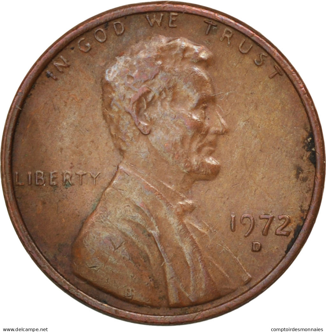 États-Unis, Lincoln Cent, 1972, Denver, TTB, KM:201 - 1959-…: Lincoln, Memorial Reverse